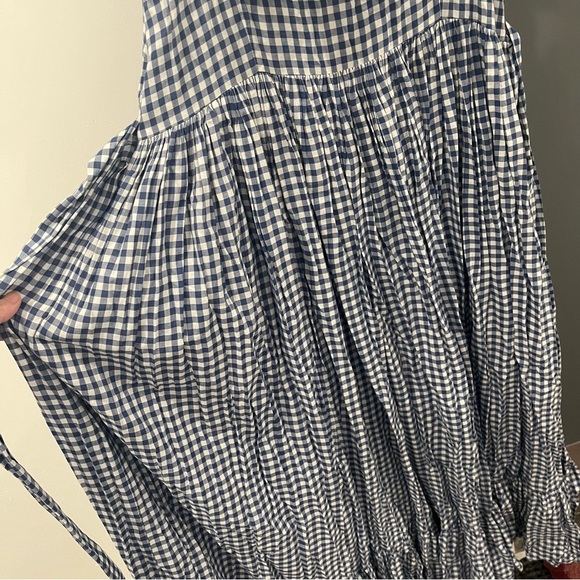Doen Maxi Dress Sora Blue Gingham Plaid Ruffle Sleeveless size XL - Picture 12 of 13